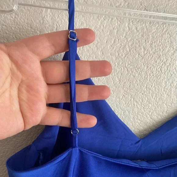 🆕Shinestar Satin Split Hem Cami Dress Royal Blue XS🆕 - Picture 4 of 9